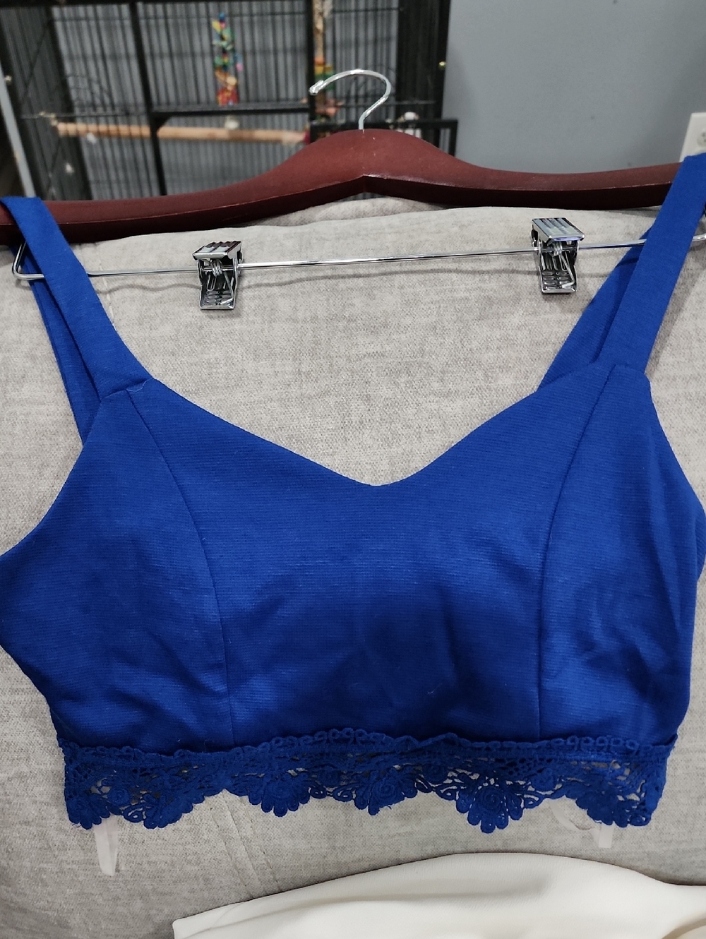 Cobalt Blue Lace Hem Bralette